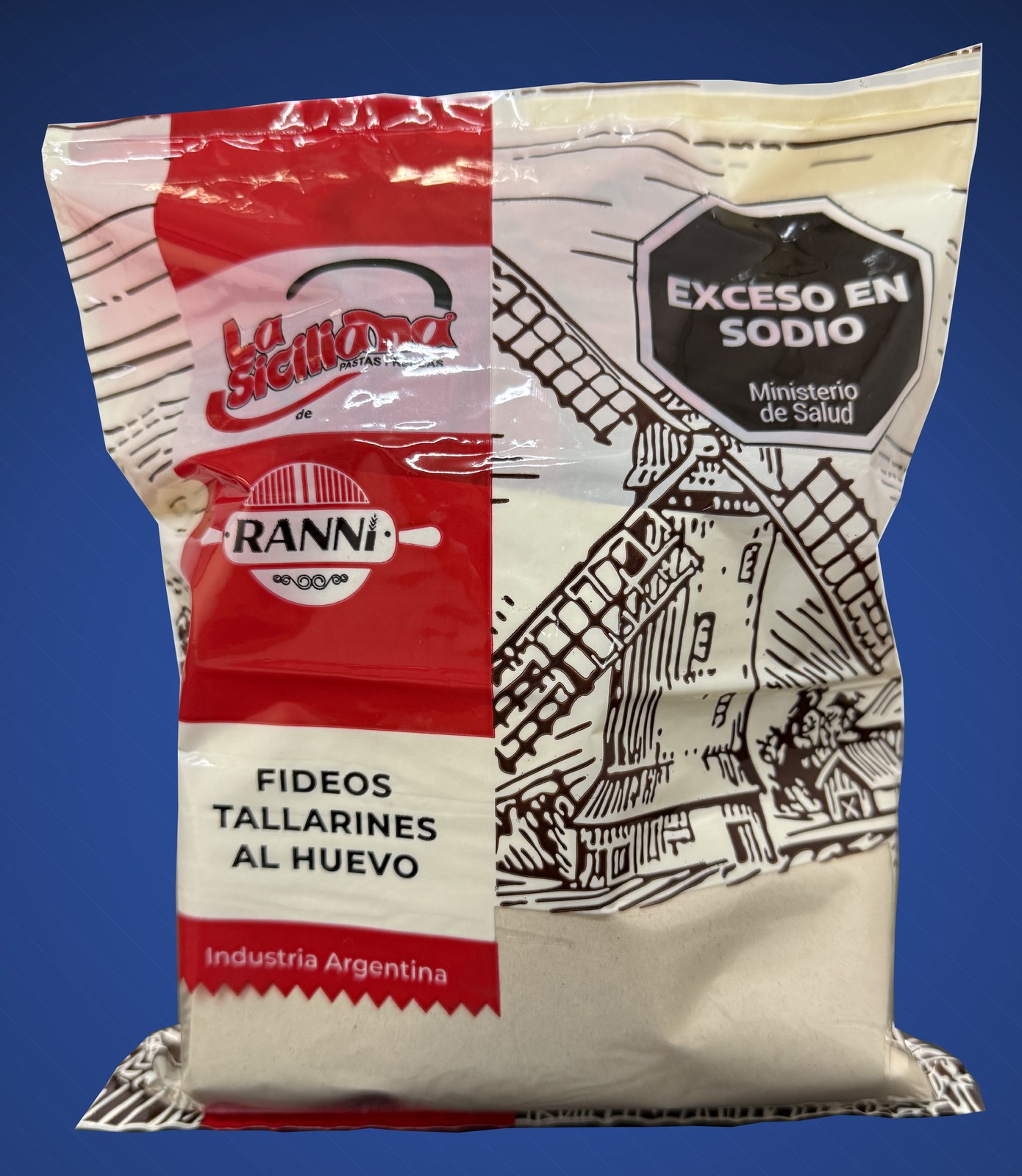 Bolsa impresa de fideos tallarines al huevo